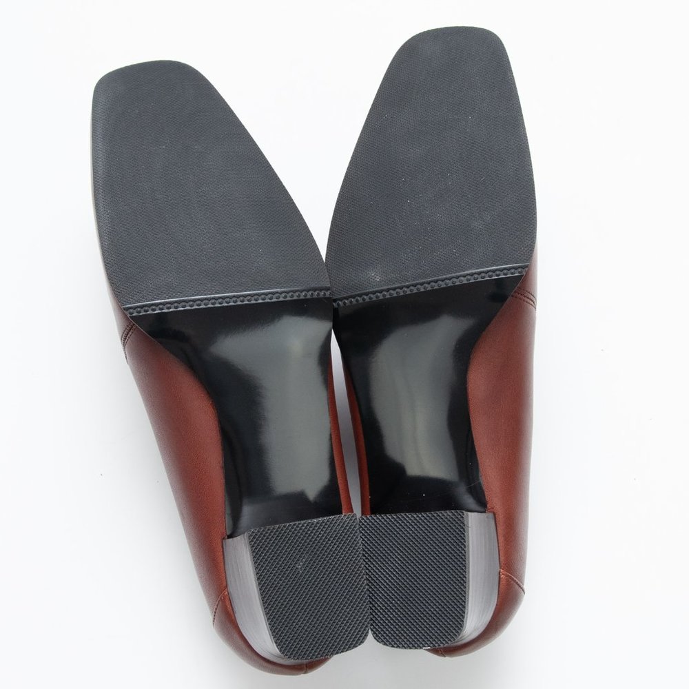 David Tate Bootie Stacked Block Heel Leather Boot Square Toe Size 7 WW Wide - Picture 7 of 9